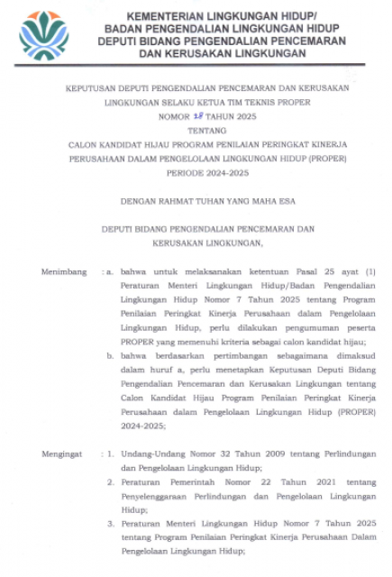 SK 28 Calon Kandidat Hijau PROPER 2025