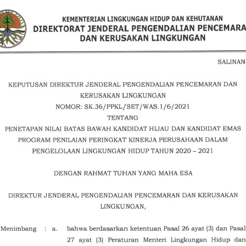 SK Nomor 36 Passing Grade Hijau Emas 2021