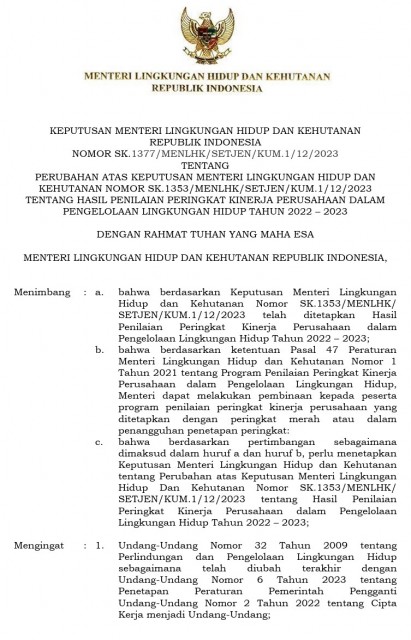 SK 1377 Adendum Peringkat PROPER 2023